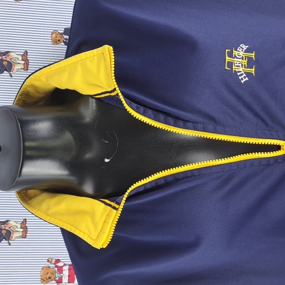 Tommy Hilfiger vintage spellout blue & yellow XL full zip lightweight jacket - Picture 6 of 9
